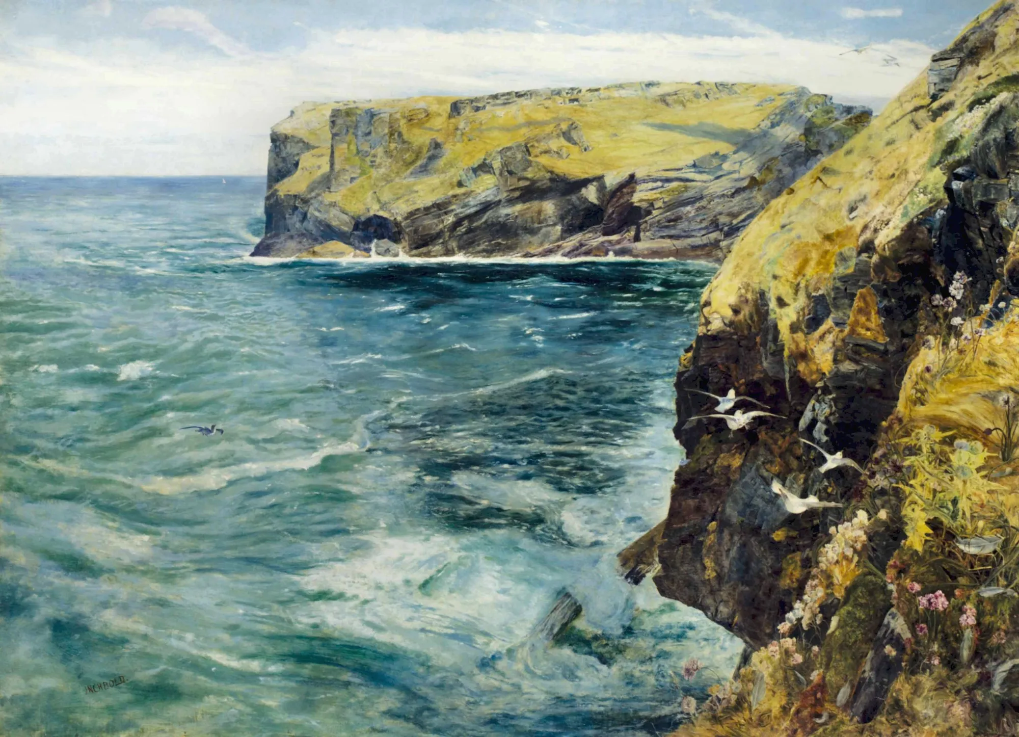 L'Île du roi Arthur, Tintagel, John William Inchbold, vers 1862