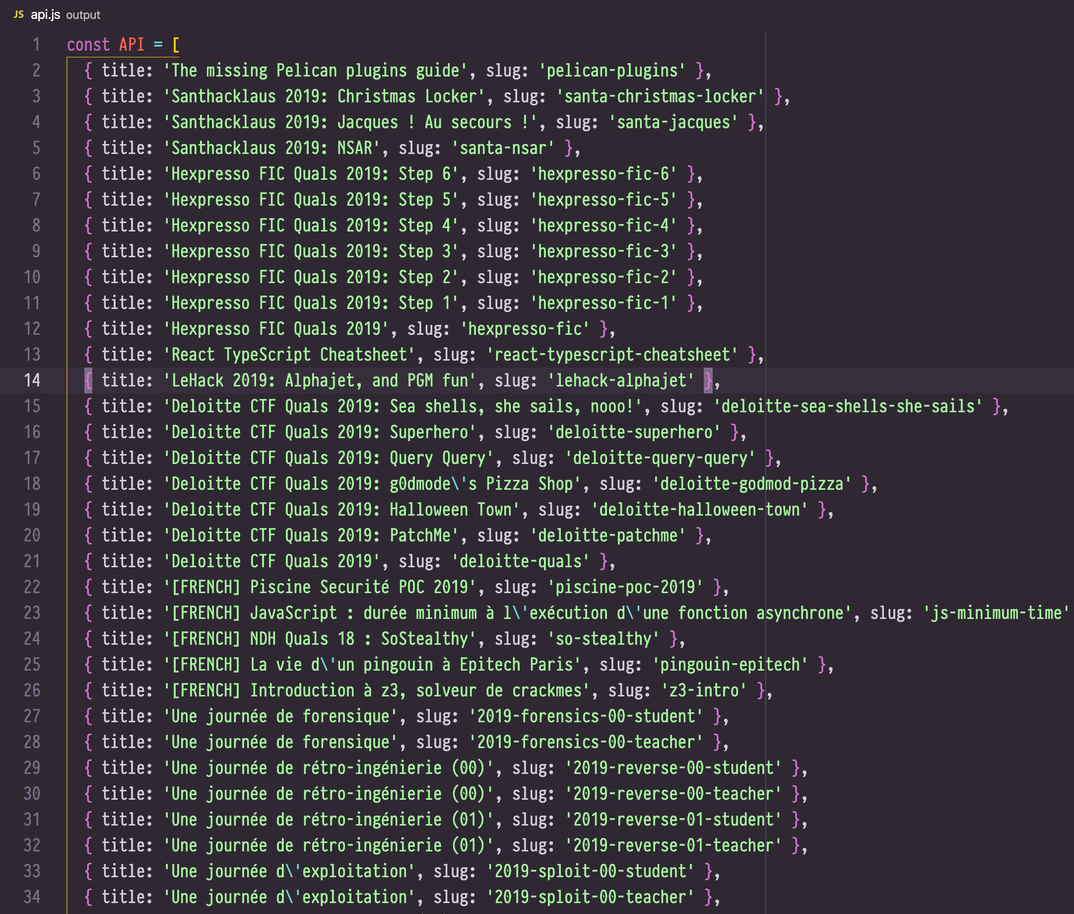 API output