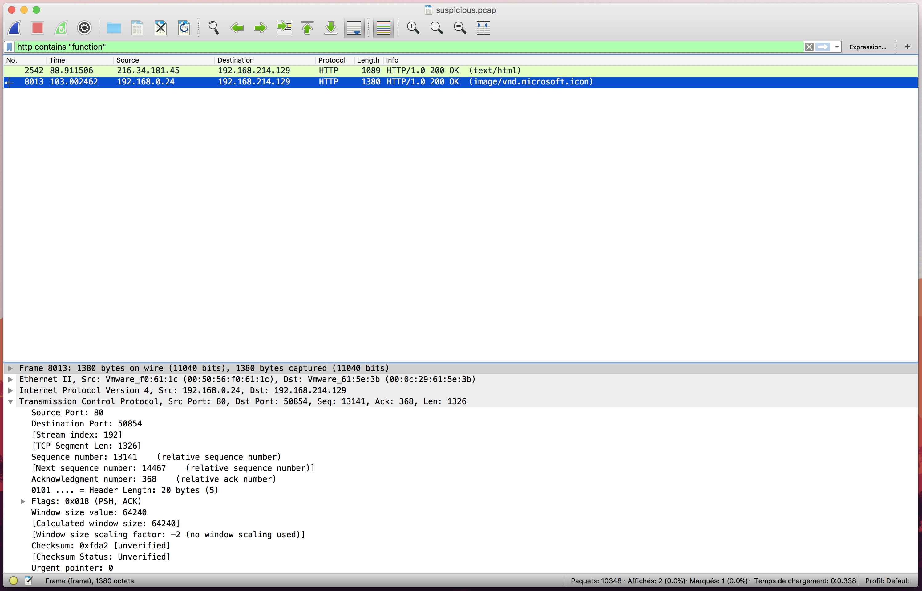 Wireshark filter